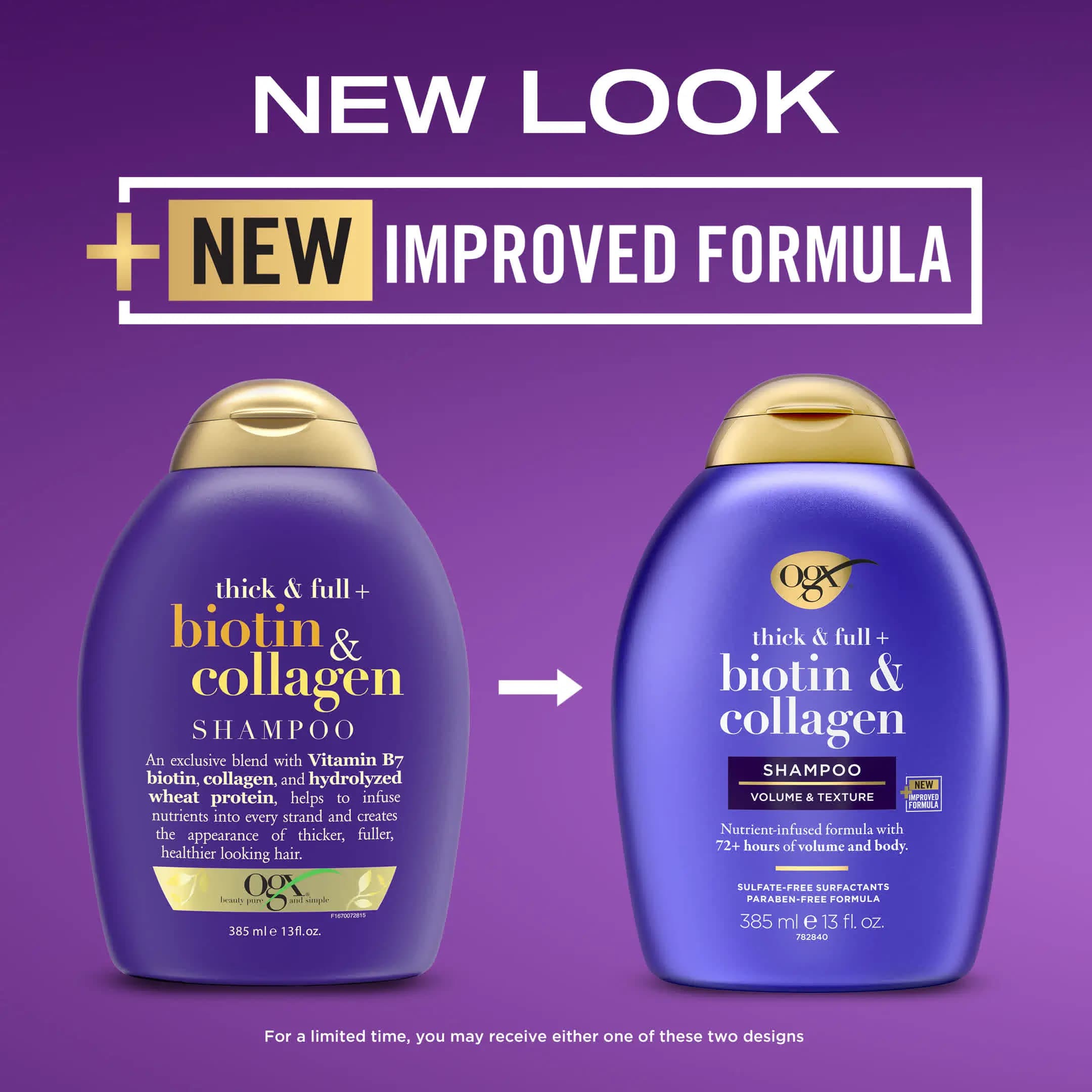 شامپو بنفش ogx مدل biotin & collagen — تصویر ۲