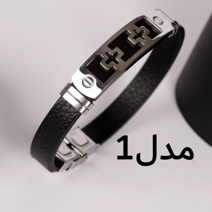 دستبند مردانه مدل چرمی کدDM23 — تصویر ۴