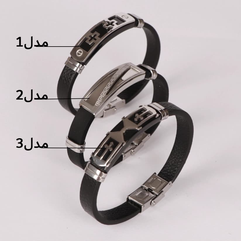 دستبند مردانه مدل چرمی کدDM23 — تصویر ۳
