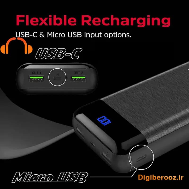 پاوربانک Sunrise مدل P19 باظرفیت 20000 میلی آمپر 22.5w فست شارژ — تصویر ۶