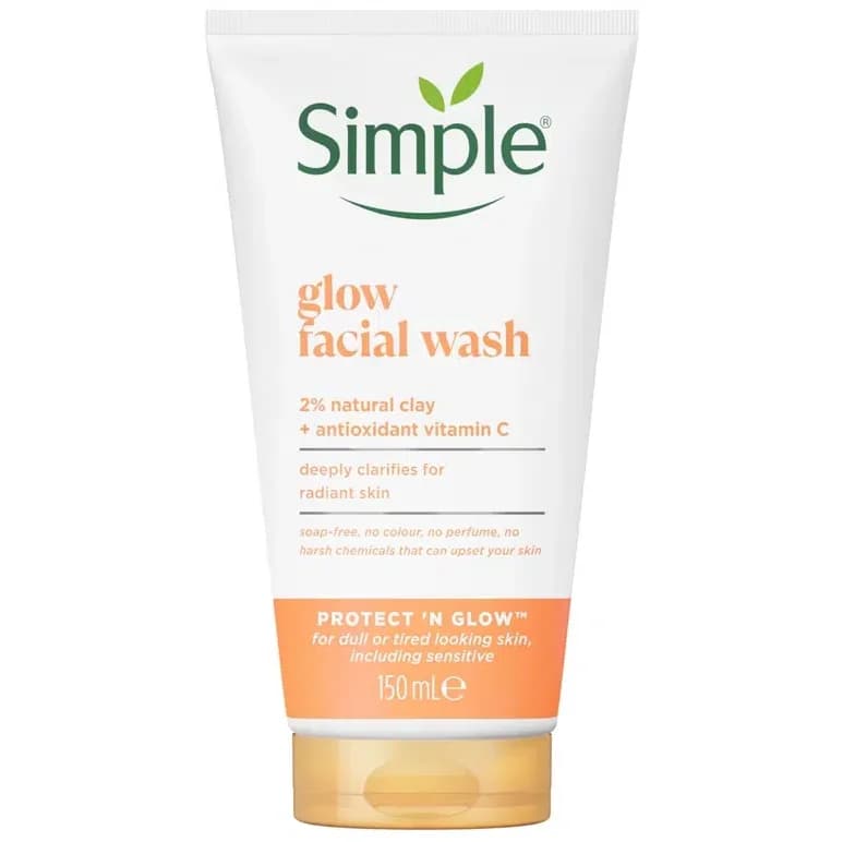 ژل شستشوی روشن کننده صورت سیمپل مدل Glow – حاوی 2% خاک رس طبیعی و ویتامین C | حجم 150 میلی‌لیتر