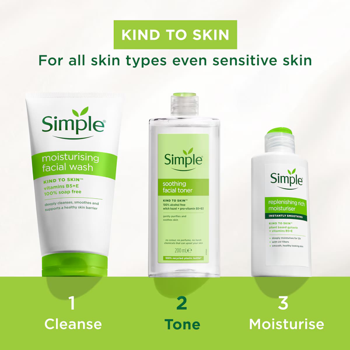 تونر تسکین دهنده و آبرسان سیمپل Simple مدل Soothing Facial Toner | حجم 200 میلی‌لیتر — تصویر ۵