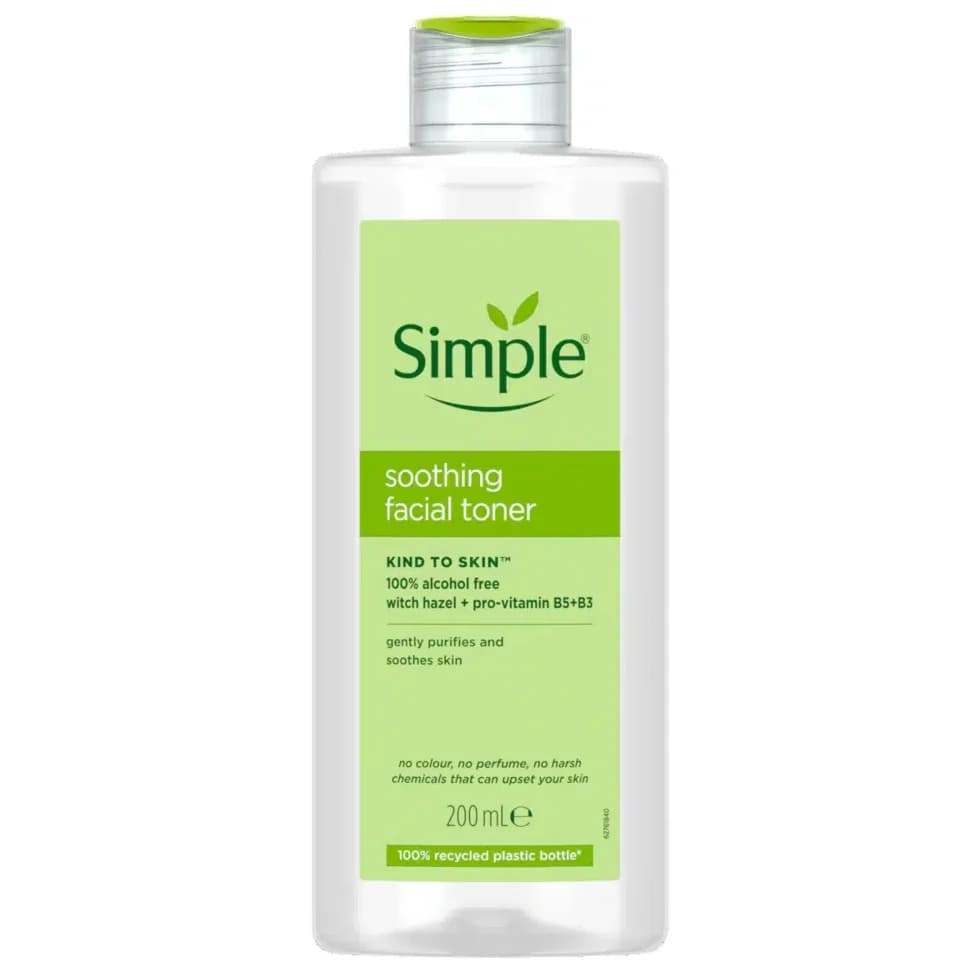 تونر تسکین دهنده و آبرسان سیمپل Simple مدل Soothing Facial Toner | حجم 200 میلی‌لیتر