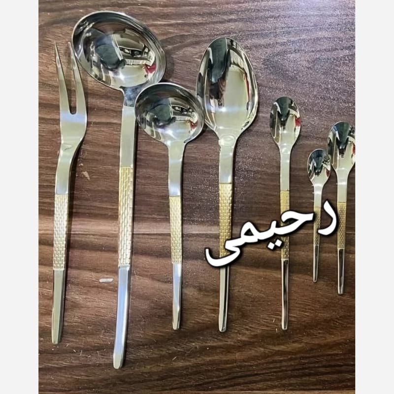 سرویس قاشق و چنگال نیمه طلایی 122 پارچه یونیک 4 میل