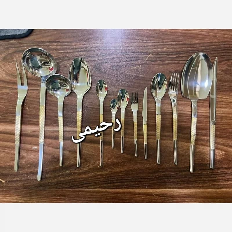سرویس قاشق و چنگال نیمه طلایی 122 پارچه یونیک 4 میل — تصویر ۵