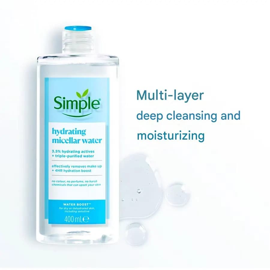 میسلار واتر آرایش پاک کن سیمپل Simple مدل Hydrating Micellar Water | حجم 400 میلیلیتر — تصویر ۵