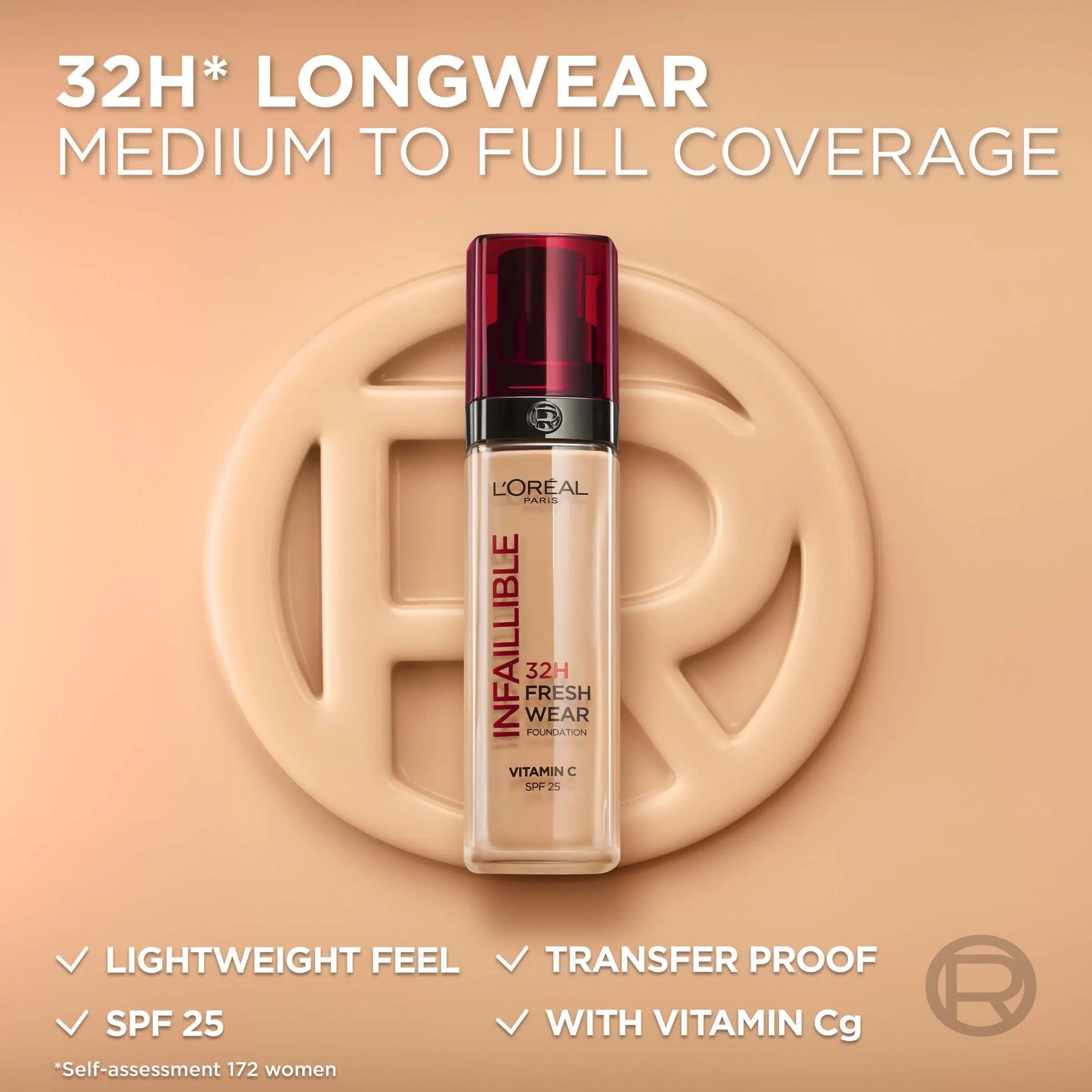 کرم پودر لورآل L’Oréal مدل INFAILLIBLE – با ماندگاری 32 ساعته – حاوی ویتامین C و SPF 25 — تصویر ۴