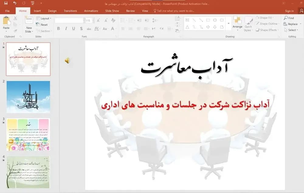 پاورپوینت آداب نزاکت شرکت در جلسات و مناسبت های اداری — تصویر ۲