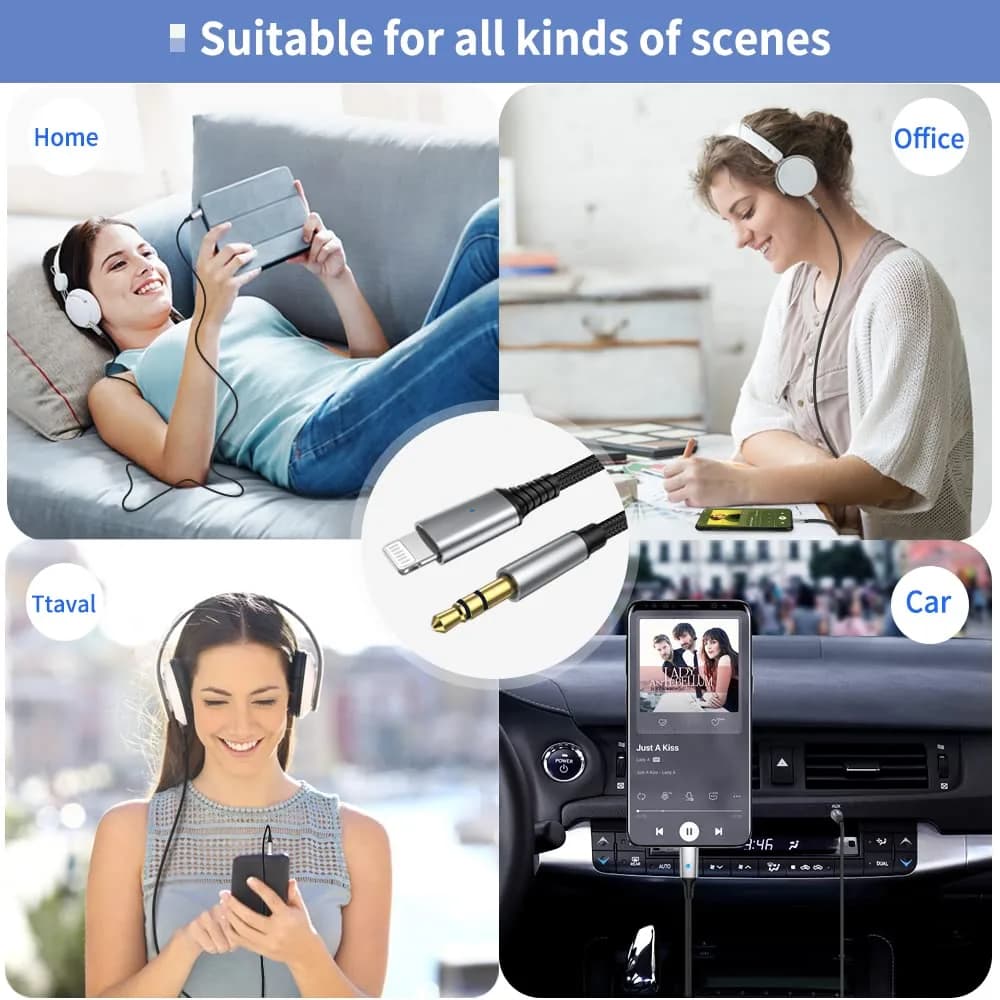 کابل تبدیل لایتنینگ به جک 3.5 میلیمتری 2 متر الدینیو Ldnio Lightning To 3.5MM Audio Cable LS-Y82I — تصویر ۵