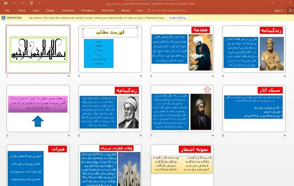پاورپوینت زندگینامه قطران عضدی تبریزی
