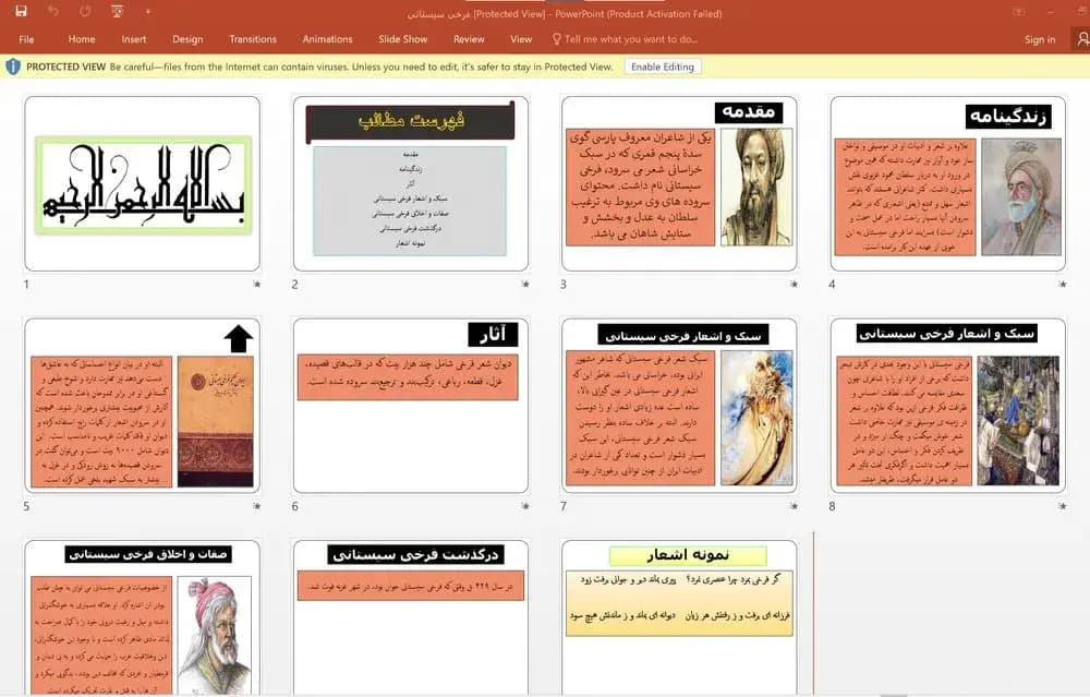 پاورپوینت زندگینامه فرخی سیستانی