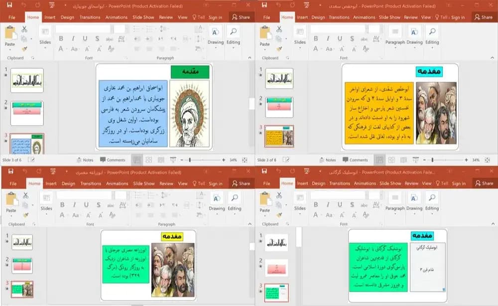 پکیج پاورپوینت زندگینامه شاعران سده سوم هجری