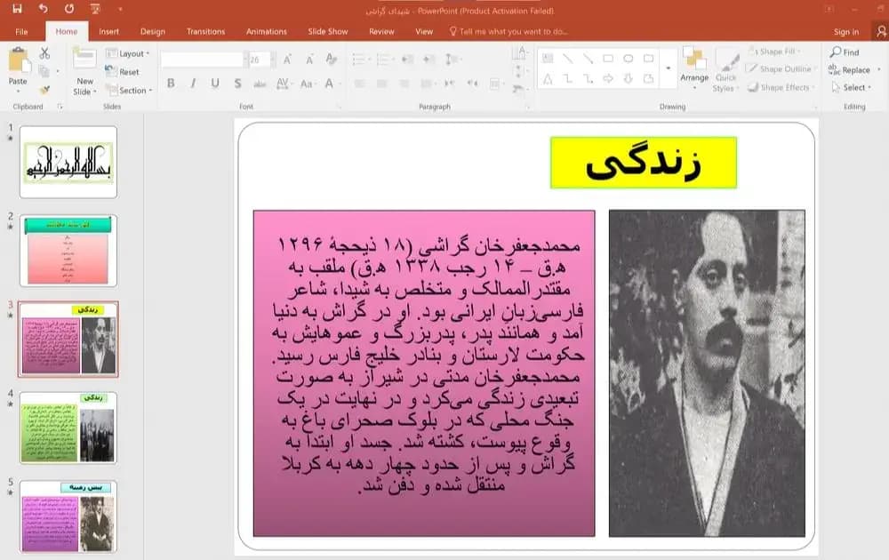 پاورپوینت زندگینامه شیدای گراشی