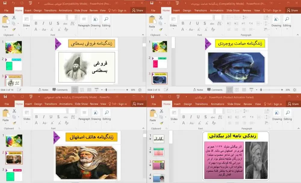 پکیج پاورپوینت زندگینامه شاعران سده سیزدهم هجری — تصویر ۲