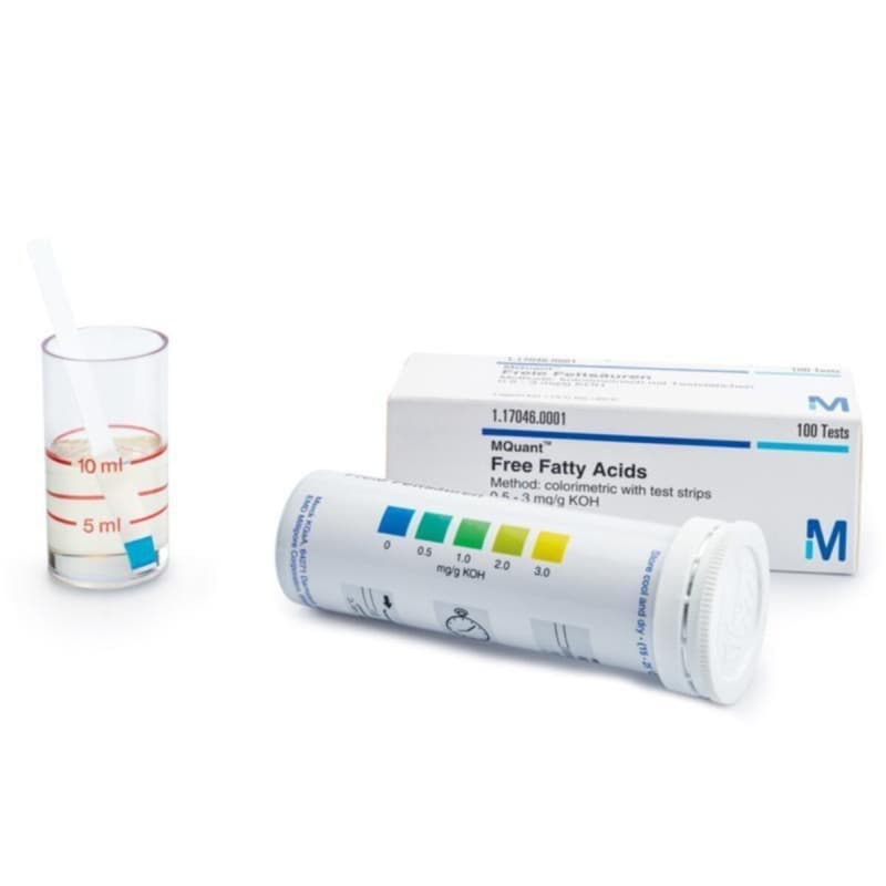 کاغذ تست اسیدهای چرب آزاد مرک MQuant | مخصوص روغن‌های سرخ کردنی | 100 عدد نوار تست | اندازه‌گیری کیفیت روغن | محصول اصلی شرکت مرک آلمان | مناسب رستوران‌ها و صنایع غذایی — تصویر ۲