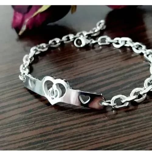 دستبند استیل زنانه رنگ ثابت و ضد حساسیت سایز مدیوم رنگ نقره ای — تصویر ۹