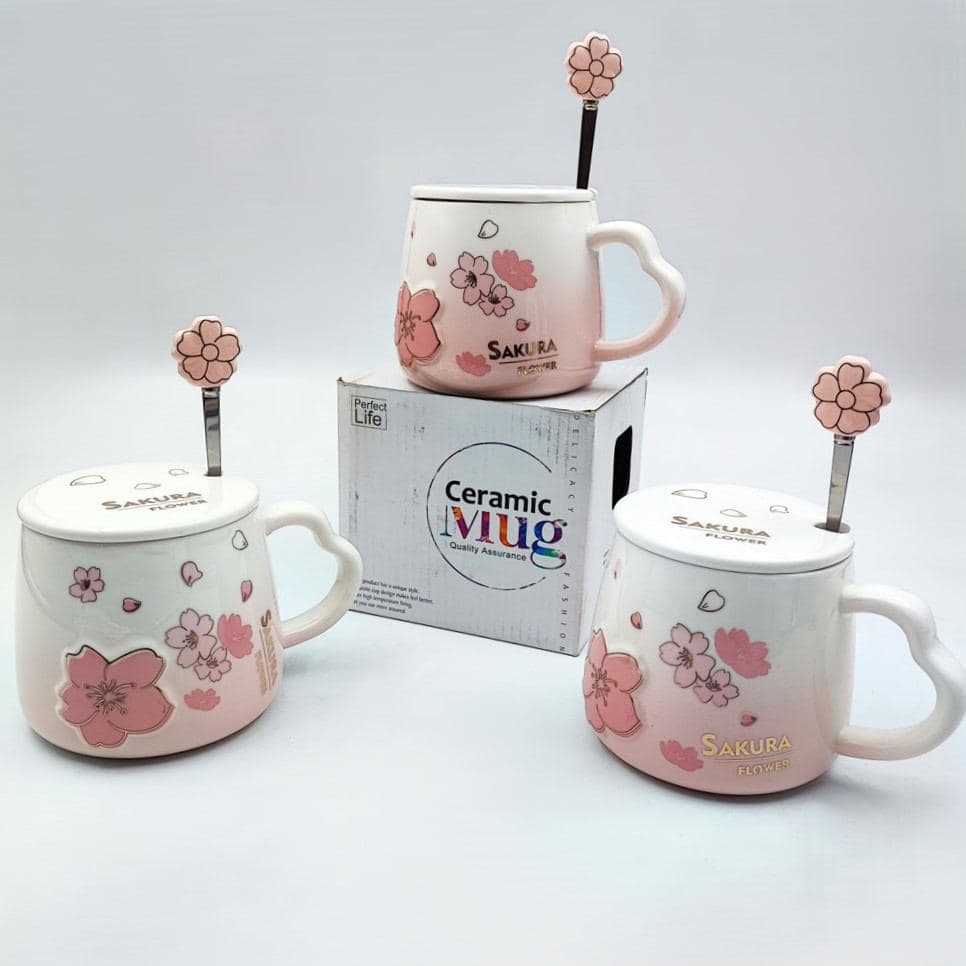 ماگ سرامیکی دسته قلبی SAKURA