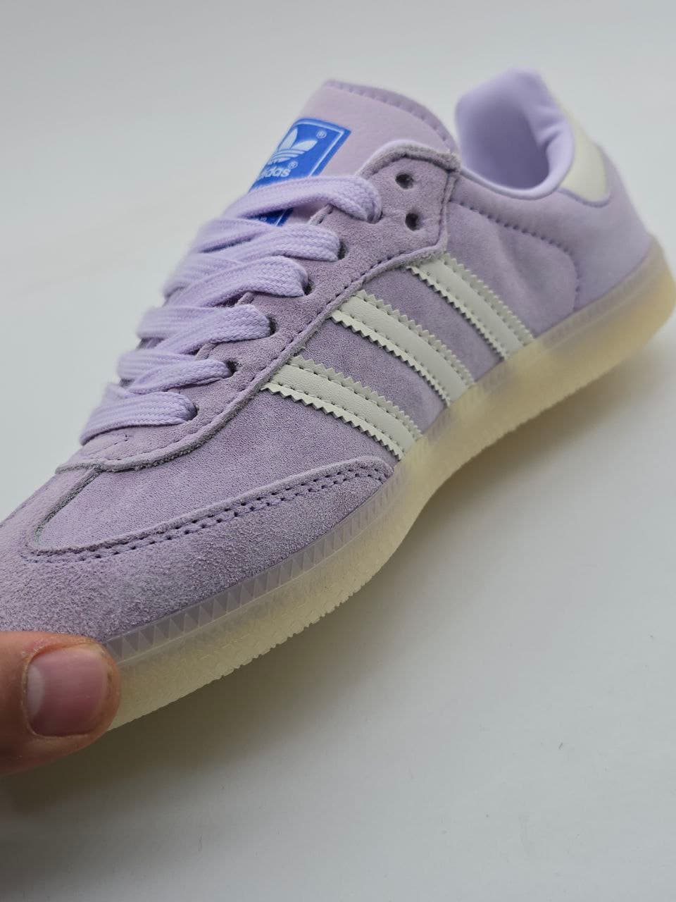 کتونی سامبا بنفش خط سفید Samba purple cotton with white stripes — تصویر ۸