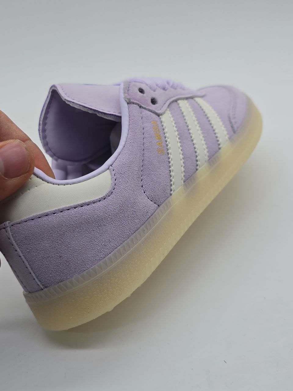 کتونی سامبا بنفش خط سفید Samba purple cotton with white stripes — تصویر ۴