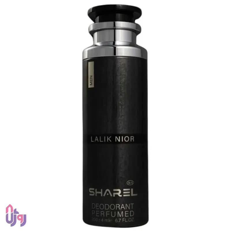 اسپری دئودورانت مردانه شارل SHAREL مدل لالیک نویر LALIK NIOR حجم 200 میلیلیتر — تصویر ۳