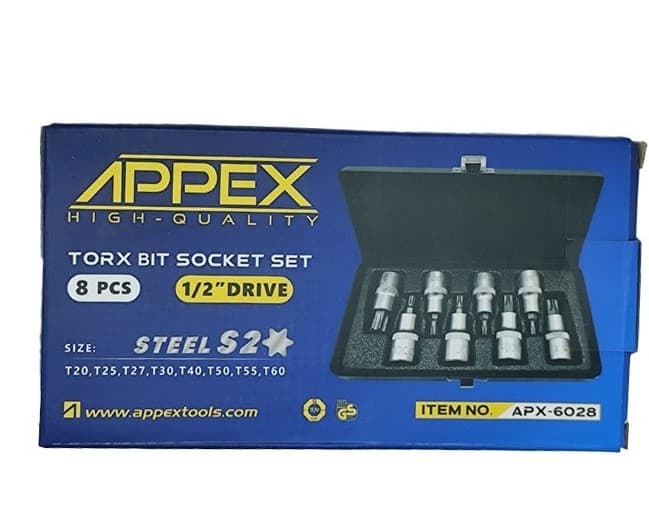 مجموعه آلن بکس ستاره‌ای ۸ پارچه اپکس درایو ۱/۲ اینچ مدل APX6028 — تصویر ۲