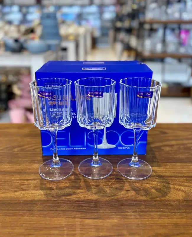 گیلاس 6 تایی پایه بلند DELI GLASS کد 1158 — تصویر ۵