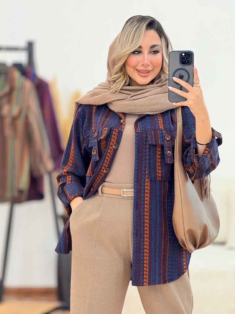 شکت طرح دار سر جیب دو دکمه کد 7441 — تصویر ۵
