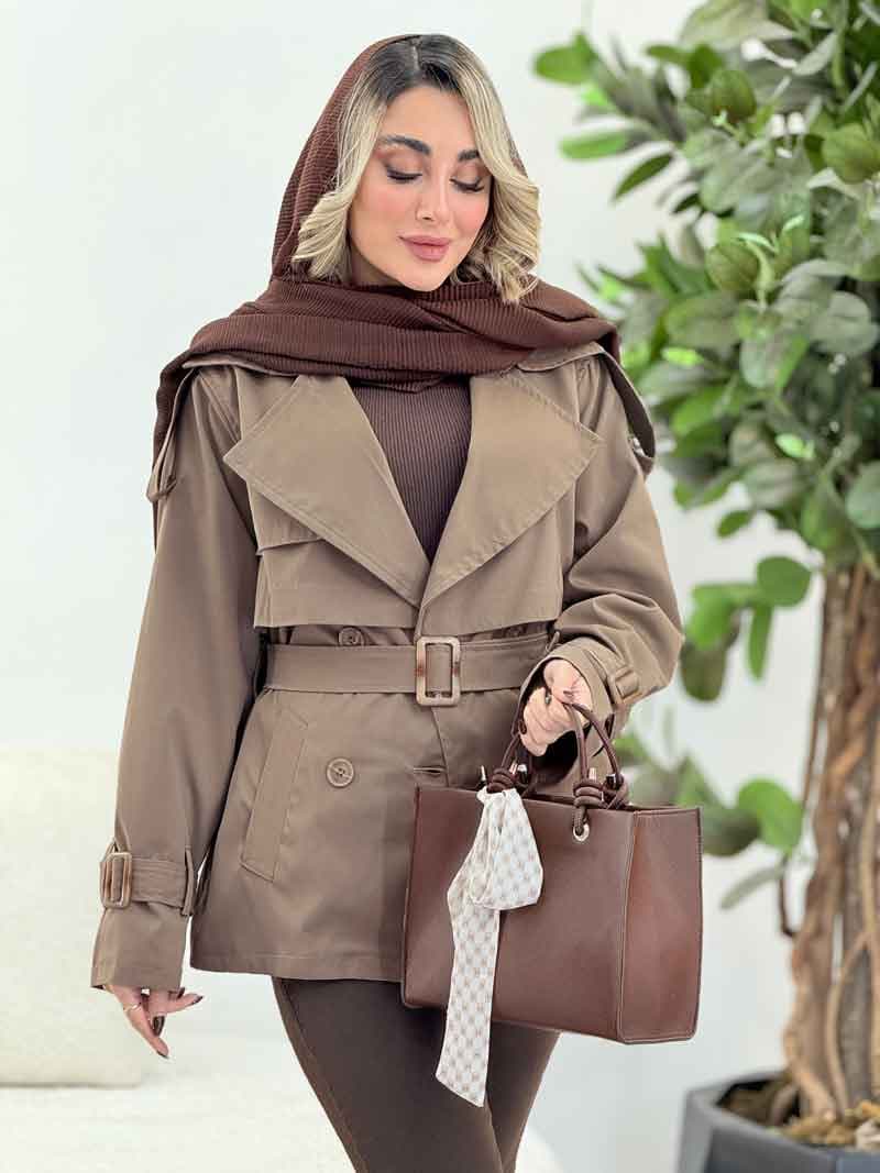 بارانی چهاردکمه پشت ژیله قاصدک کد 7378 — تصویر ۴