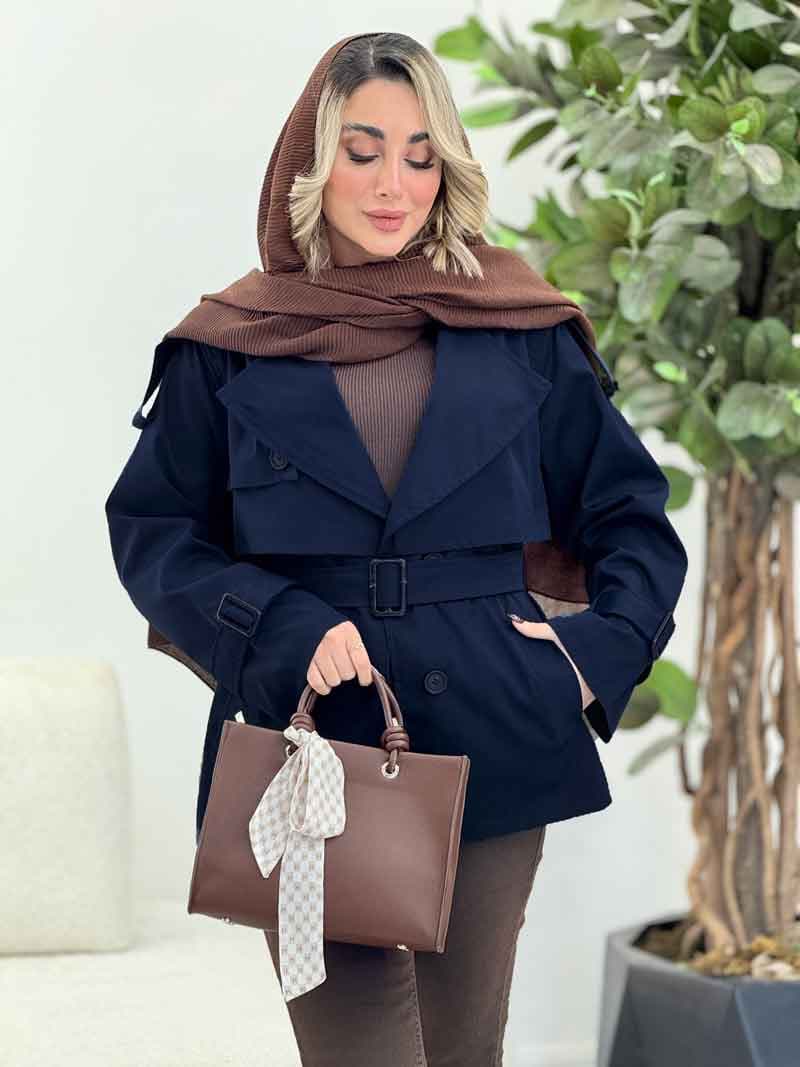 بارانی چهاردکمه پشت ژیله قاصدک کد 7378 — تصویر ۳