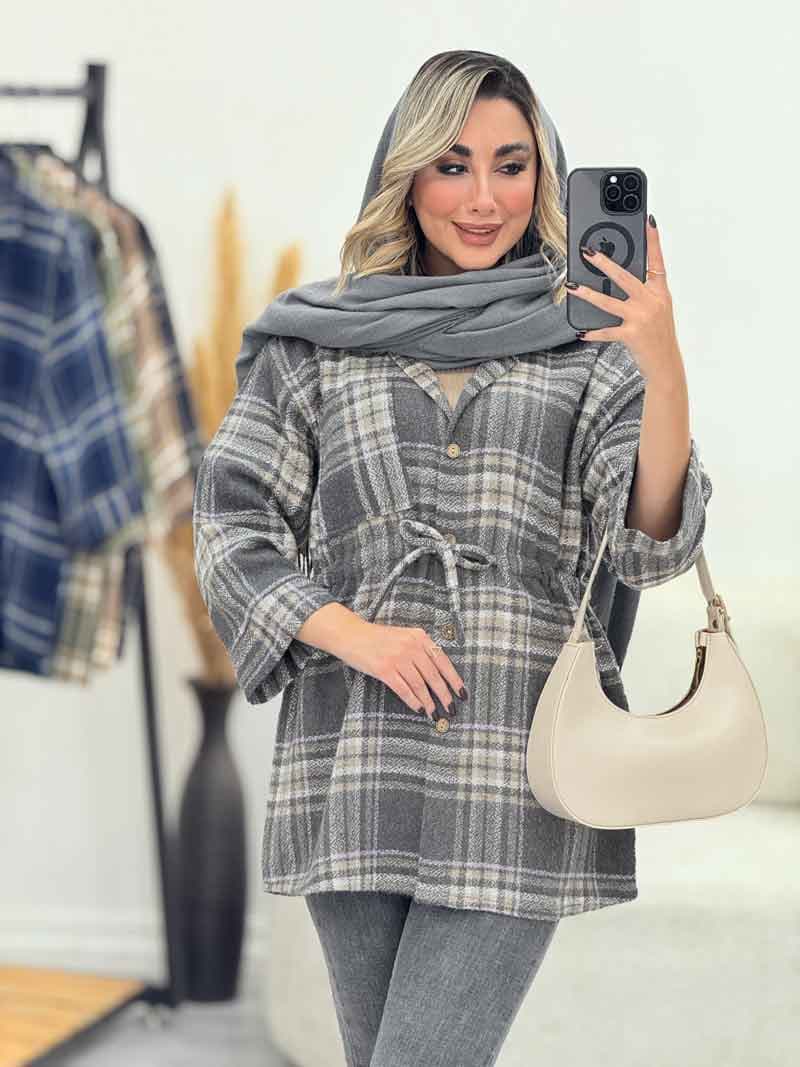 شکت چهارخونه تک جیب کمرگت کد 7354