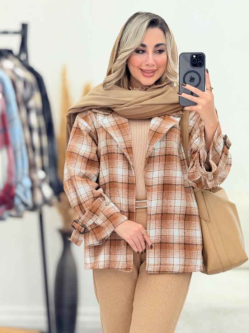 شکت چهارخونه دو جیب شبنم کد 7413