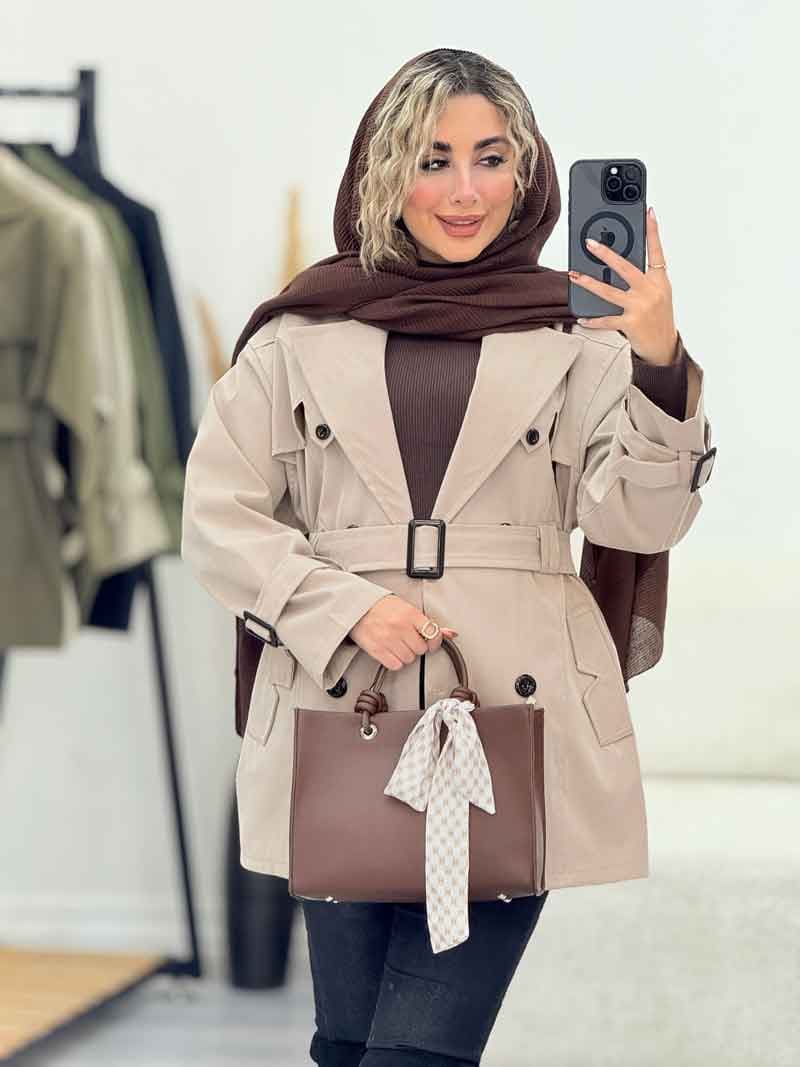 بارانی چهاردکمه پشت ژیله کد 7199 — تصویر ۲