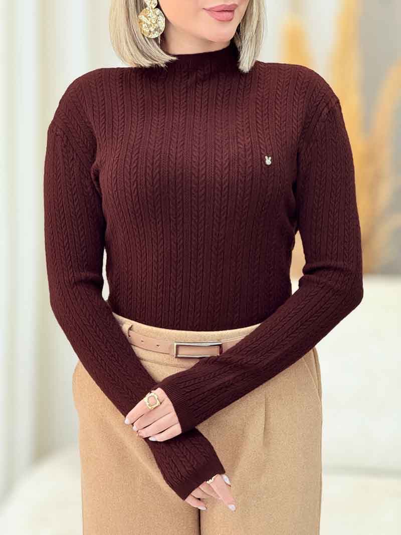 بافت یقه ایستاده طرح گیس بافت کد 7192 — تصویر ۸
