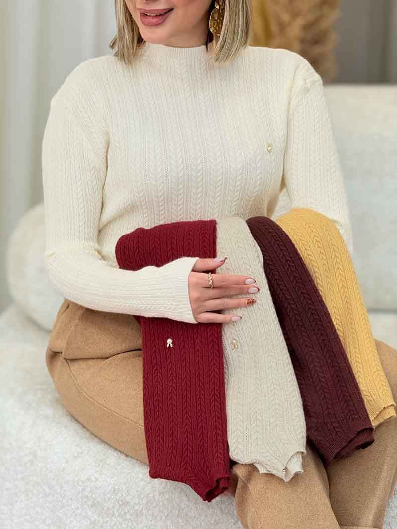 بافت یقه ایستاده طرح گیس بافت کد 7192 — تصویر ۴