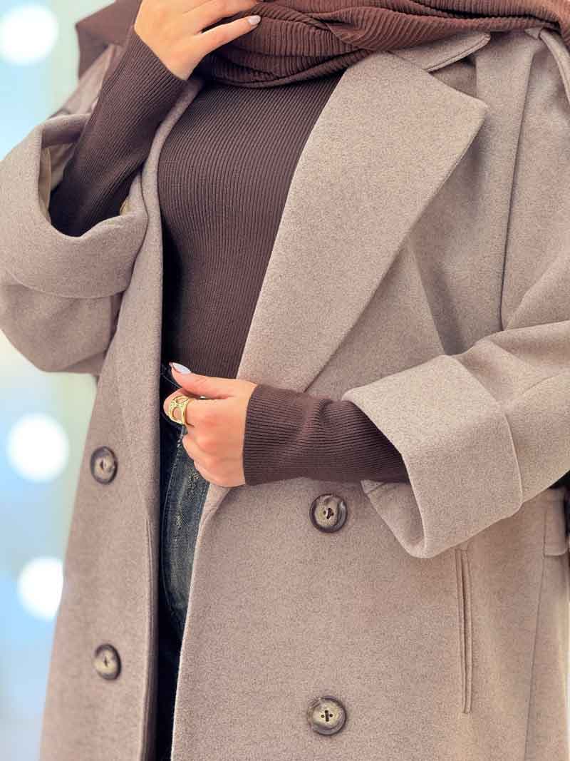 پالتو فوتر بلند شش دکمه کد 7196 — تصویر ۴