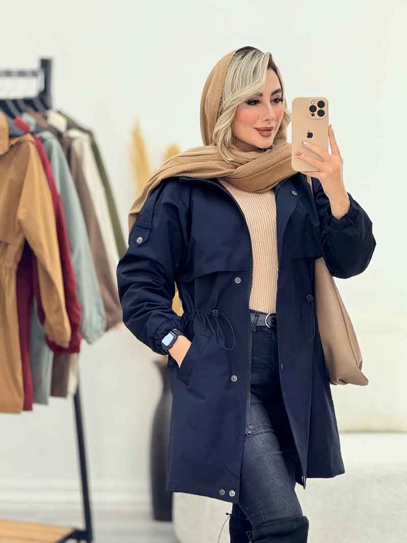 بارانی کمرگت پشت ژیله کد 7188
