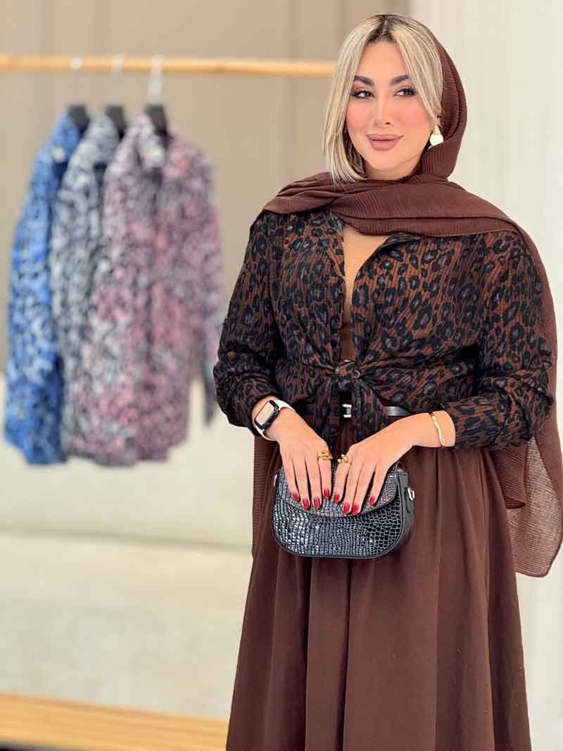 مانتو طرح پلنگی پشت پیله کد 7092