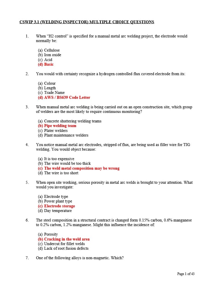 کتاب CSWIP 3.1 Welding Inspector Multiple Choice Questions | سوالات چهارگزینه‌ای بازرس جوش سی‌اس‌وی‌آی‌پی سه ممیز یک اثر گروه نویسندگان نسخه PDF انگلیسی — تصویر ۲