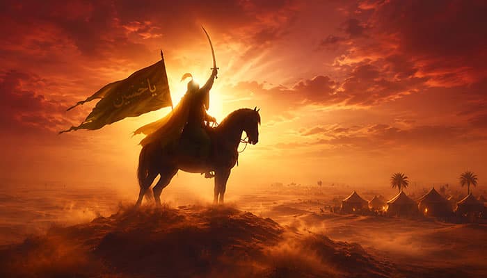 تصویر امام حسین در صحرای کربلا — تصویر ۲