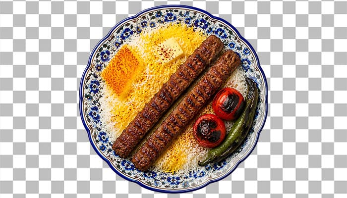 تصویر PNG بشقاب چلو کباب از نمای بالا — تصویر ۲