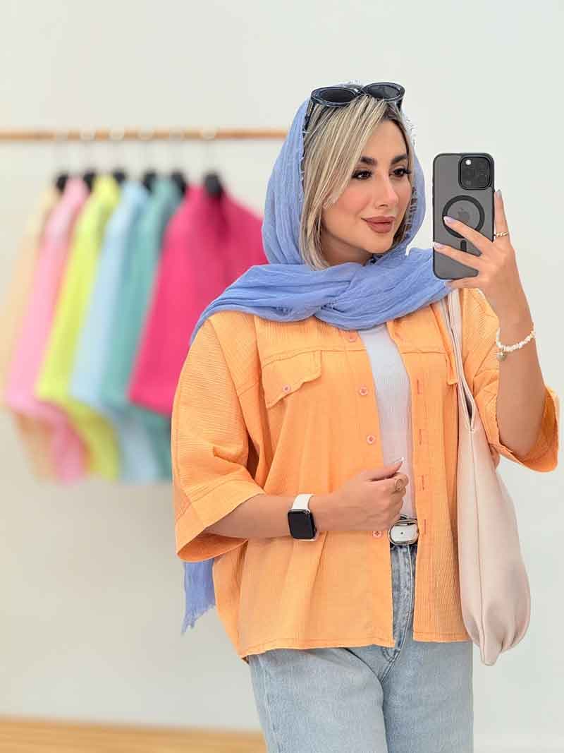 مانتو پانچ برش دار جیب نما مهناز کد 7102