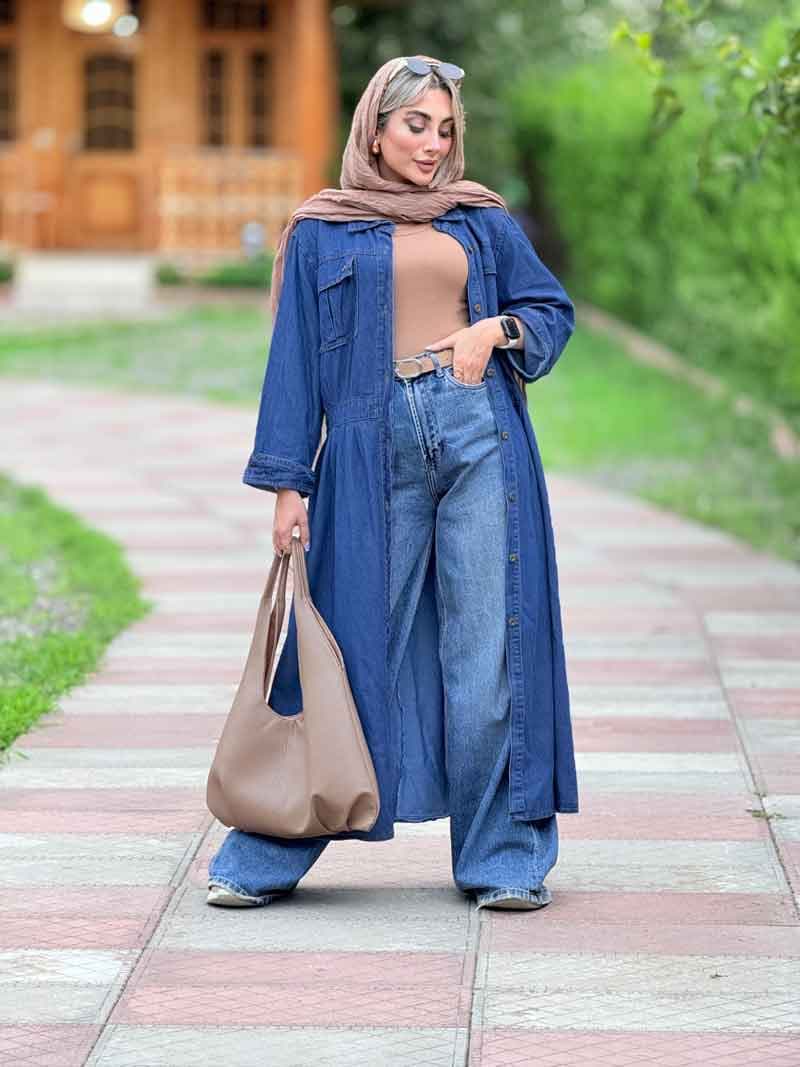 مانتو بلند دو جیب پیله کد 7088