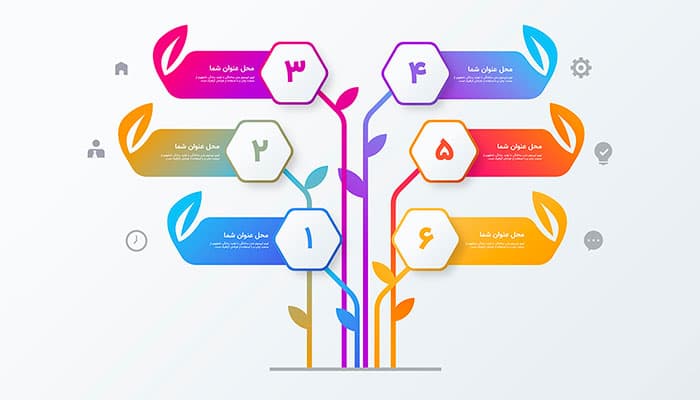وکتور اینفوگرافیک فارسی شش مرحله ای طرح درخت