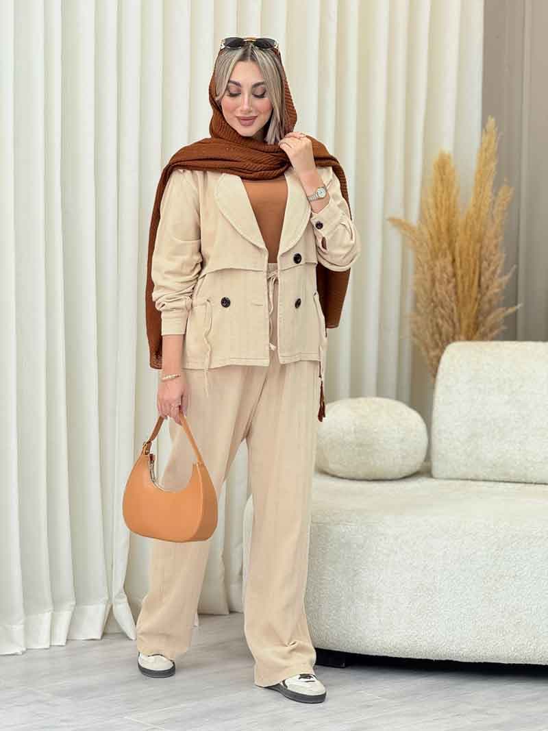 ست کت کمرگت و شلوار کد 6496