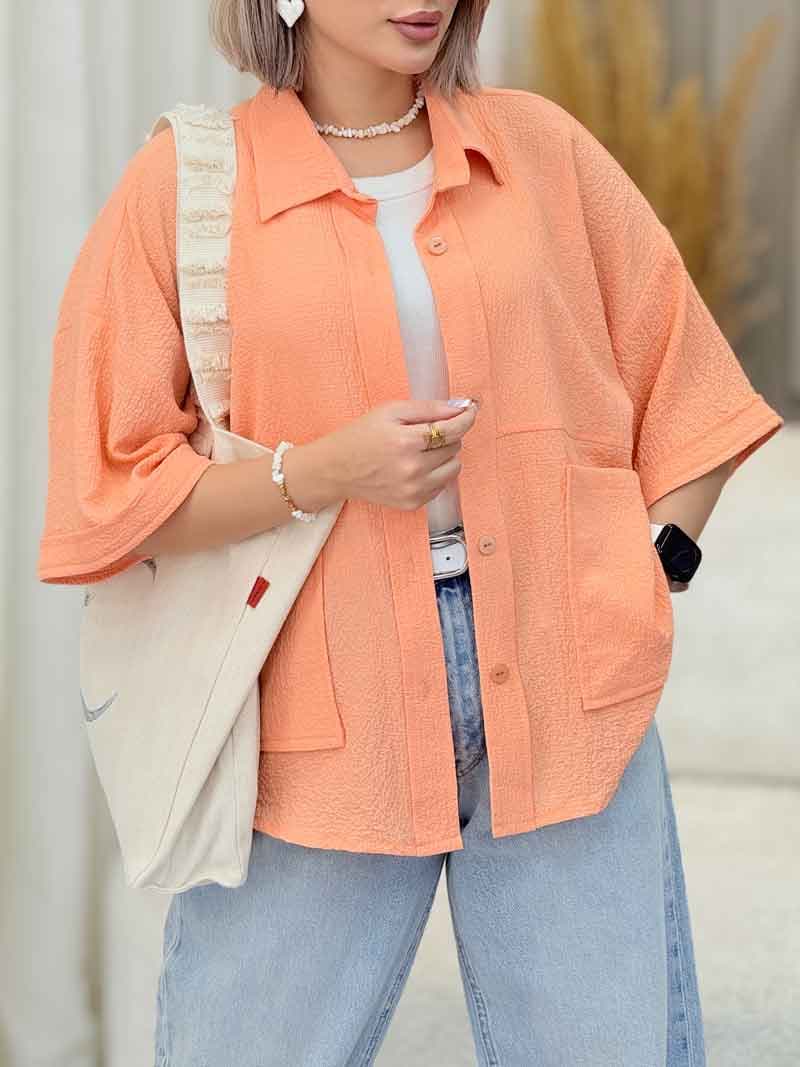 مانتو برش دار دو جیب پایین کد 7084