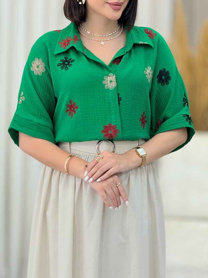 شومیز طرح گل لورا کد 7052