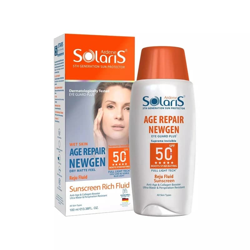 ضدآفتاب فلوئید آردن ضد چروک مناسب برای پوست دارای چروک های سطحی SPF 50 مدل Age Repair Newgen ظرفیت 100 میلی لیتر