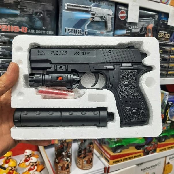 تفنگ ساچمه ای کلت 6mm مدل P2118-B صدا خفه کن + چراغ قوه