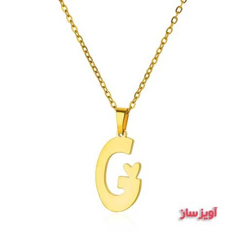 گردنبند حرف انگلیسی G طرح قلب کد 102662