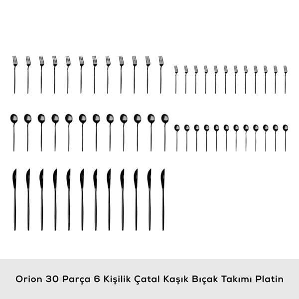 سرویس قاشق و چنگال 6 نفره 30 پارچه کاراجا مدل Orion مشکی — تصویر ۳